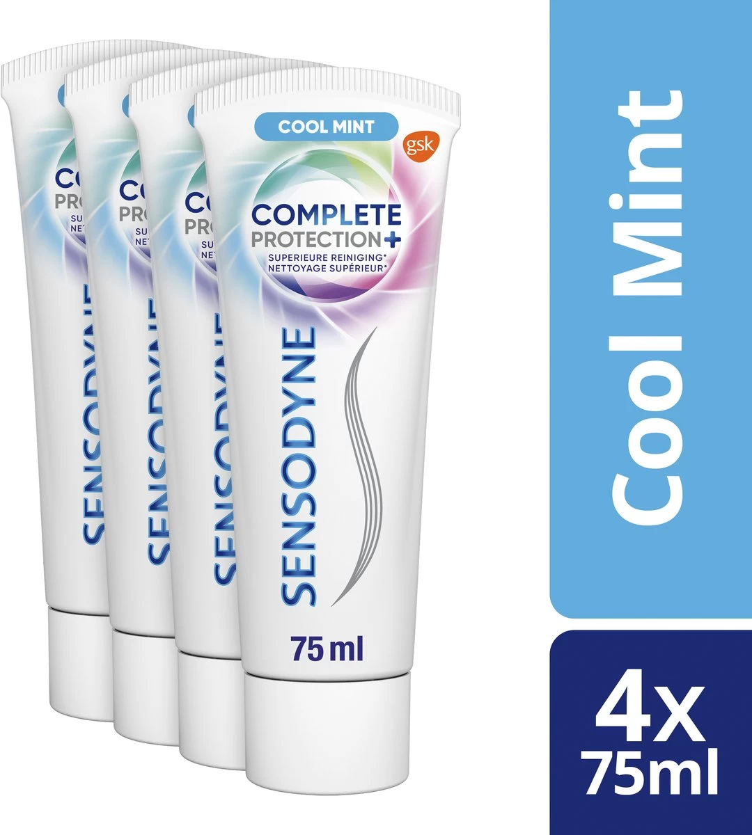 Sensodyne Complete Protection + Cool Mint Tandpasta 4x75 Ml 3 Sensodyne Complete Protection + Cool Mint Tandpasta 4x75 Ml