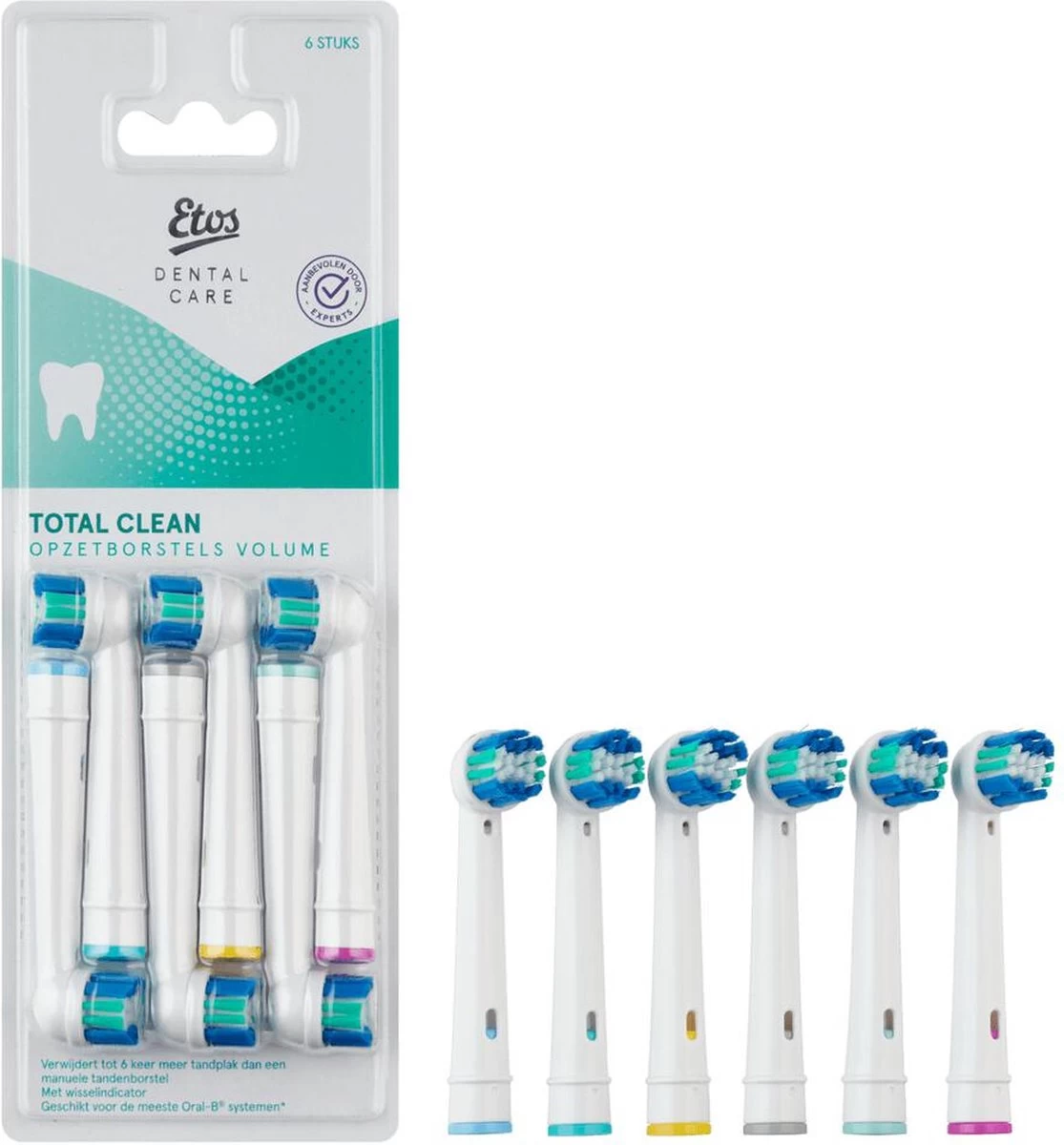 Etos Opzetborstel Total Clean - 6 Stuks - Geschikt Voor De Meeste Oral-B® Systemen* 3 Etos Opzetborstel Total Clean - 6 Stuks - Geschikt Voor De Meeste Oral-B® Systemen*