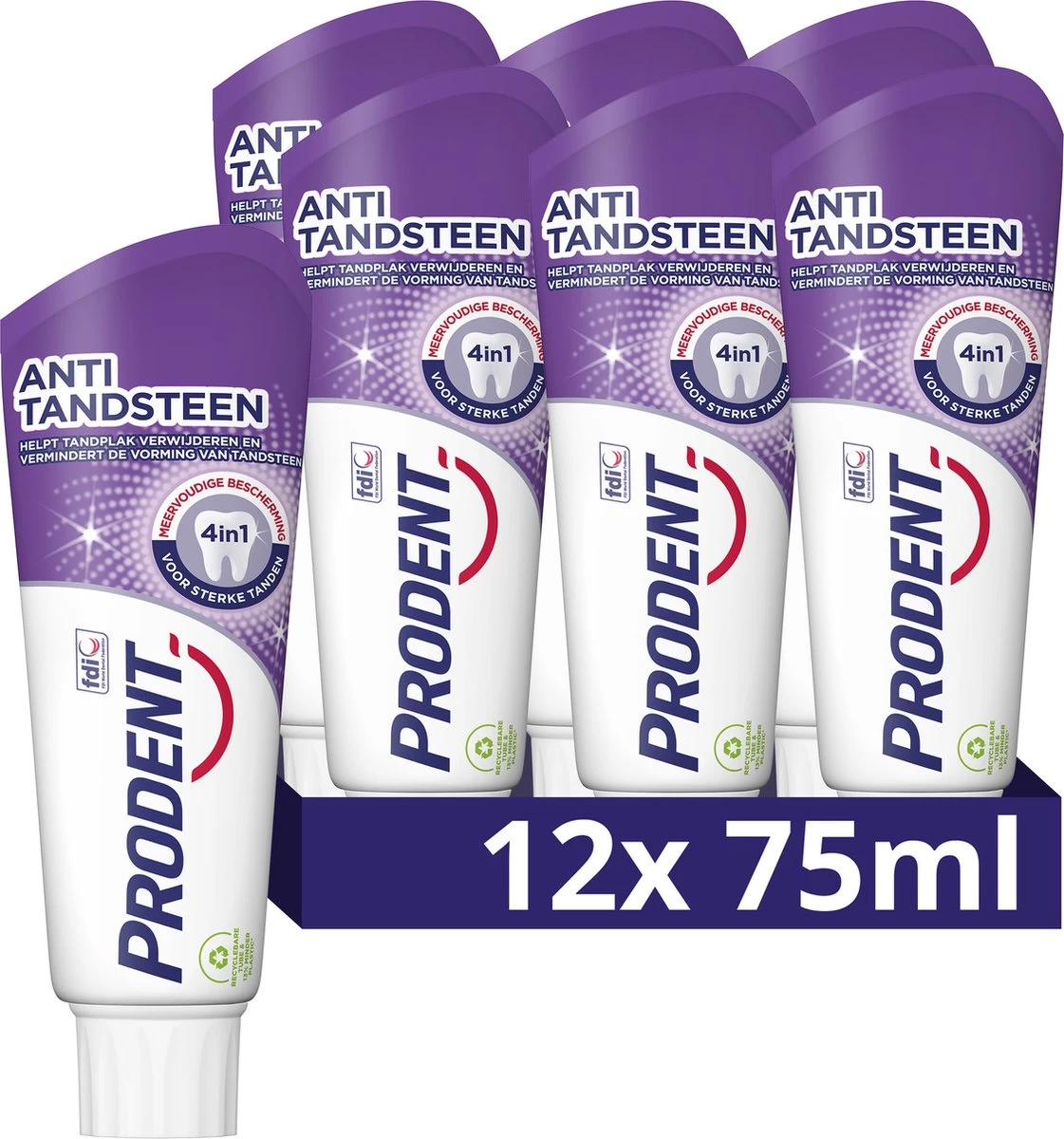Prodent Anti-Tandsteen Tandpasta - 12 X 75 Ml - Voordeelverpakking 3 Prodent Anti-Tandsteen Tandpasta - 12 X 75 Ml - Voordeelverpakking