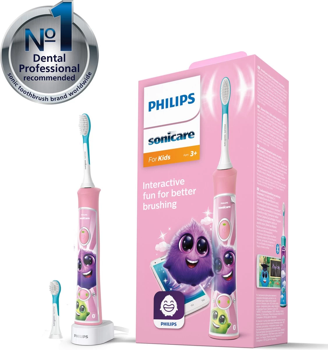 Philips Sonicare For Kids HX6352/42 - Elektrische Tandenborstel - Roze 4 Philips Sonicare For Kids HX6352/42 - Elektrische Tandenborstel - Roze - Afbeelding 2