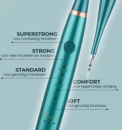 Merkloos Tandsteen Verwijderaar Elektrisch Dentect – Tandenborstel Opzetstukken - Tandarts Spiegel - 5 Standen - Groen -Mondverzorging 1131x1200 9