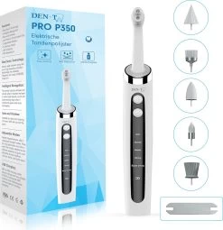 DEN-T® PRO P350 Elektrische Tandenpolijster - Wit - 5 Standen - 5 Opzetstukken - Polijstmachine - Polijstset - Tanden Polijsten -