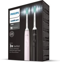 Philips Sonicare Series 3100 HX3675/15 - Elektrische Tandenborstel - Zwart & Roze - Duopack -Mondverzorging 1169x1200 1