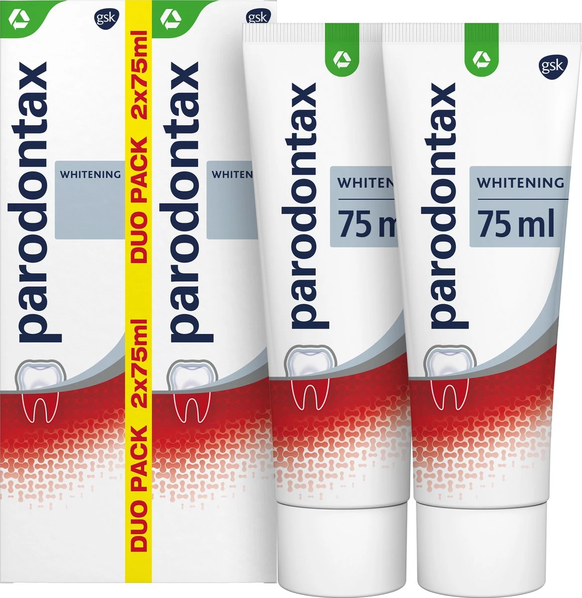 Parodontax Whitening Dagelijkse Tandpasta Tegen Bloedend Tandvlees 2x75 Ml 4 Parodontax Whitening Dagelijkse Tandpasta Tegen Bloedend Tandvlees 2x75 Ml - Afbeelding 2
