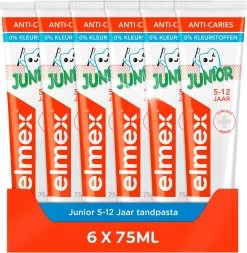 Elmex Junior 5-12 Jaar Kindertandpasta 6 X 75ml - Voordeelverpakking