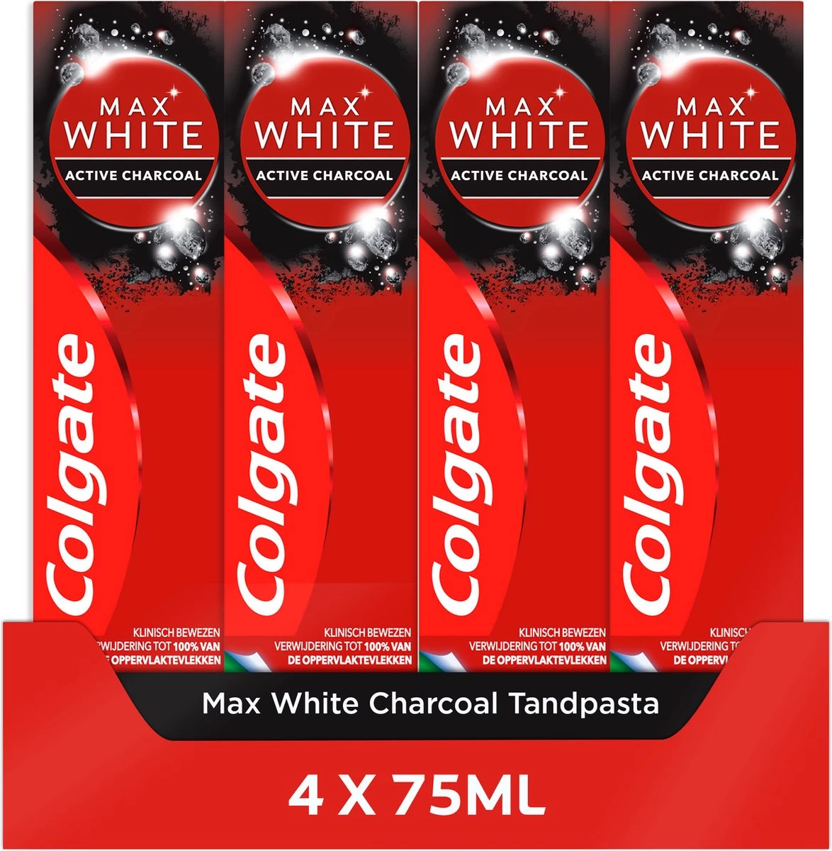 Colgate® Colgate Max White Charcoal Whitening Tandpasta - 4 X 75 Ml - Voordeelverpakking 3 Colgate® Colgate Max White Charcoal Whitening Tandpasta - 4 X 75 Ml - Voordeelverpakking