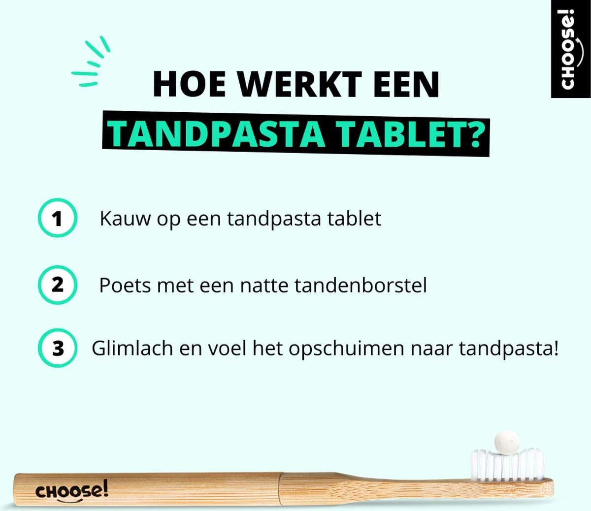 CHOOSE Tandpasta Tabletten - 12 Weken Voorraad - Duurzaam - Aanbevolen Door Tandartsen - Zero Waste - Vegan - Fluoride - Ecologisch Verantwoord 6 CHOOSE Tandpasta Tabletten - 12 Weken Voorraad - Duurzaam - Aanbevolen Door Tandartsen - Zero Waste - Vegan - Fluoride - Ecologisch Verantwoord - Afbeelding 4