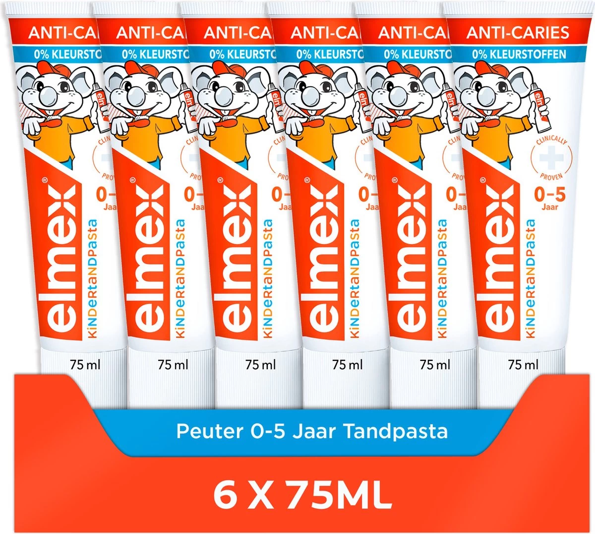 Elmex Peuter (0 Tot 5 Jaar) Kindertandpasta 6 X 75ml - Voordeelverpakking 3 Elmex Peuter (0 Tot 5 Jaar) Kindertandpasta 6 X 75ml - Voordeelverpakking