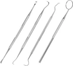 Compleet Tandarts Setje –4 Stuks Tandsteenhaakje – Tandartshaakje - Mondspiegel – Tandarts Gereedschap – Mondverzorging – Stainless Steel -Mondverzorging 1200x1081 1