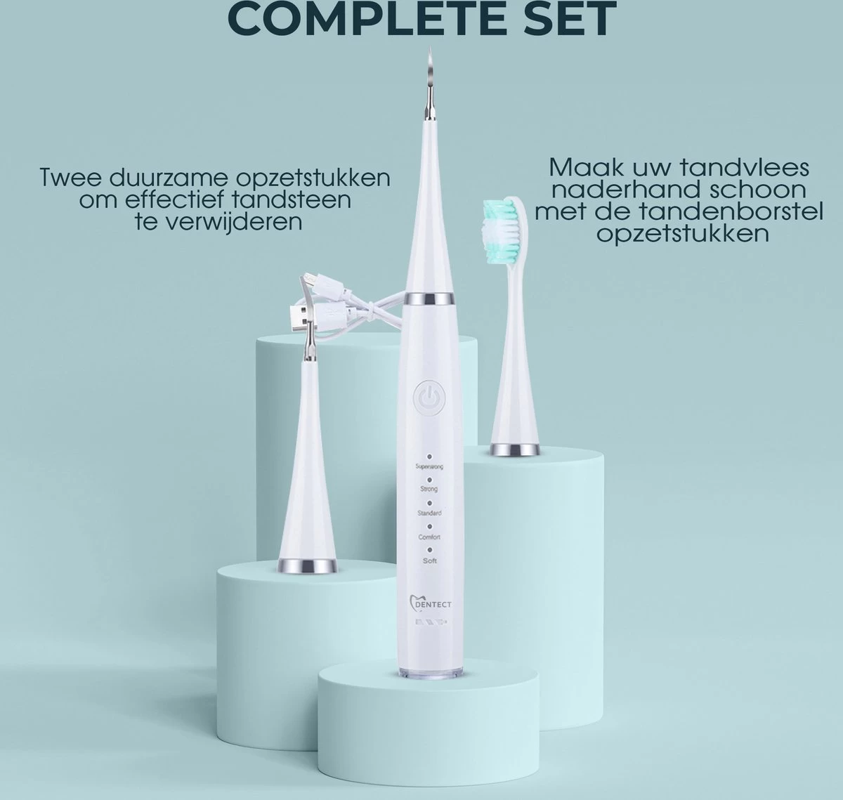 Merkloos Tandsteen Verwijderaar Elektrisch – Tandenborstel Opzetstukken - Tandarts Spiegel - 5 Standen -Wit 5 Merkloos Tandsteen Verwijderaar Elektrisch – Tandenborstel Opzetstukken - Tandarts Spiegel - 5 Standen -Wit - Afbeelding 3