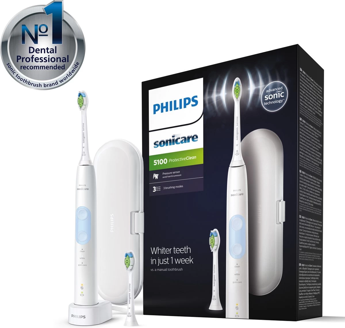 Philips Sonicare ProtectiveClean 5100 Series HX6859/29 - Elektrische Tandenborstel 4 Philips Sonicare ProtectiveClean 5100 Series HX6859/29 - Elektrische Tandenborstel - Afbeelding 2