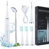 Merkloos Tandsteen Verwijderaar Elektrisch – Tandenborstel Opzetstukken - Tandarts Spiegel - 5 Standen -Wit