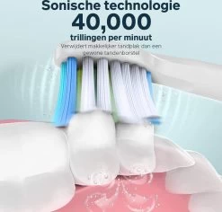 Bintoi® ISonic Pro Series D700 - Elektrische Tandenborstel - Ultra Whitening - 1 Handvat En 4 Opzetborstels - Oplaadbaar - Veilig Voor Douche - Gratis Reisetui - Wit -Mondverzorging 1200x1146
