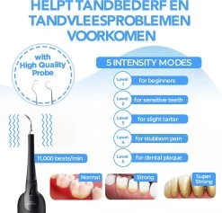 Merkloos Tandsteen Verwijderaar - 5 Standen - Inclusief Tandarts Set - Met 3 Opzetstukken - Elektrisch - Tandplak -Mondverzorging 1200x1153 3