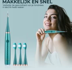Merkloos Tandsteen Verwijderaar Elektrisch Dentect – Tandenborstel Opzetstukken - Tandarts Spiegel - 5 Standen - Groen -Mondverzorging 1200x1160 2