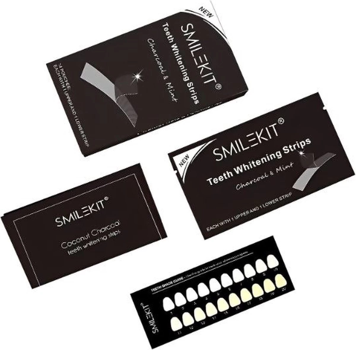 Smilekit - Teeth Whitening Strips - Charcoal & Mint - 7 Sets 14 Stuks - Witte Tanden - Tanden Bleken 4 Smilekit - Teeth Whitening Strips - Charcoal & Mint - 7 Sets 14 Stuks - Witte Tanden - Tanden Bleken - Afbeelding 2