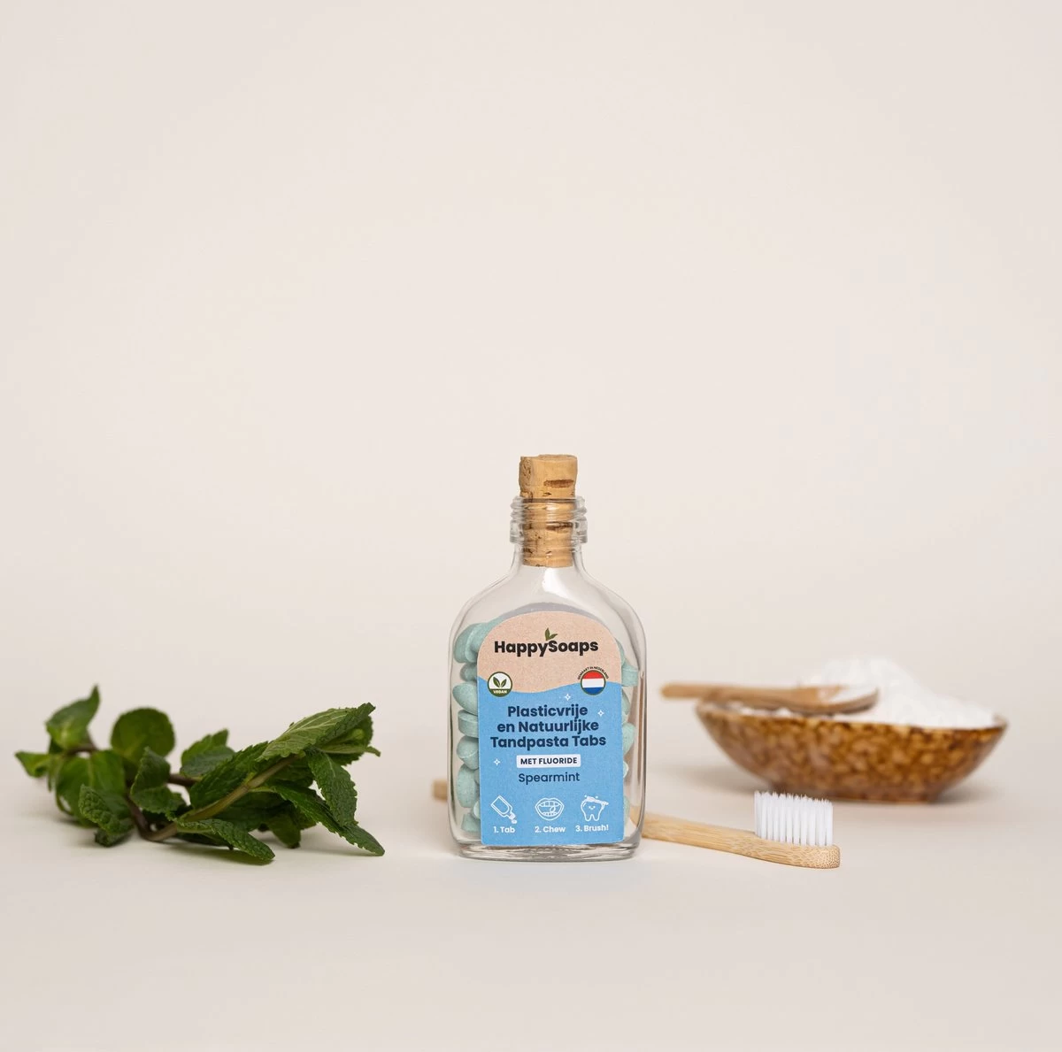 HappySoaps - Tandpasta Tabs Met Fluoride Spearmint 4 HappySoaps - Tandpasta Tabs Met Fluoride Spearmint - Afbeelding 2