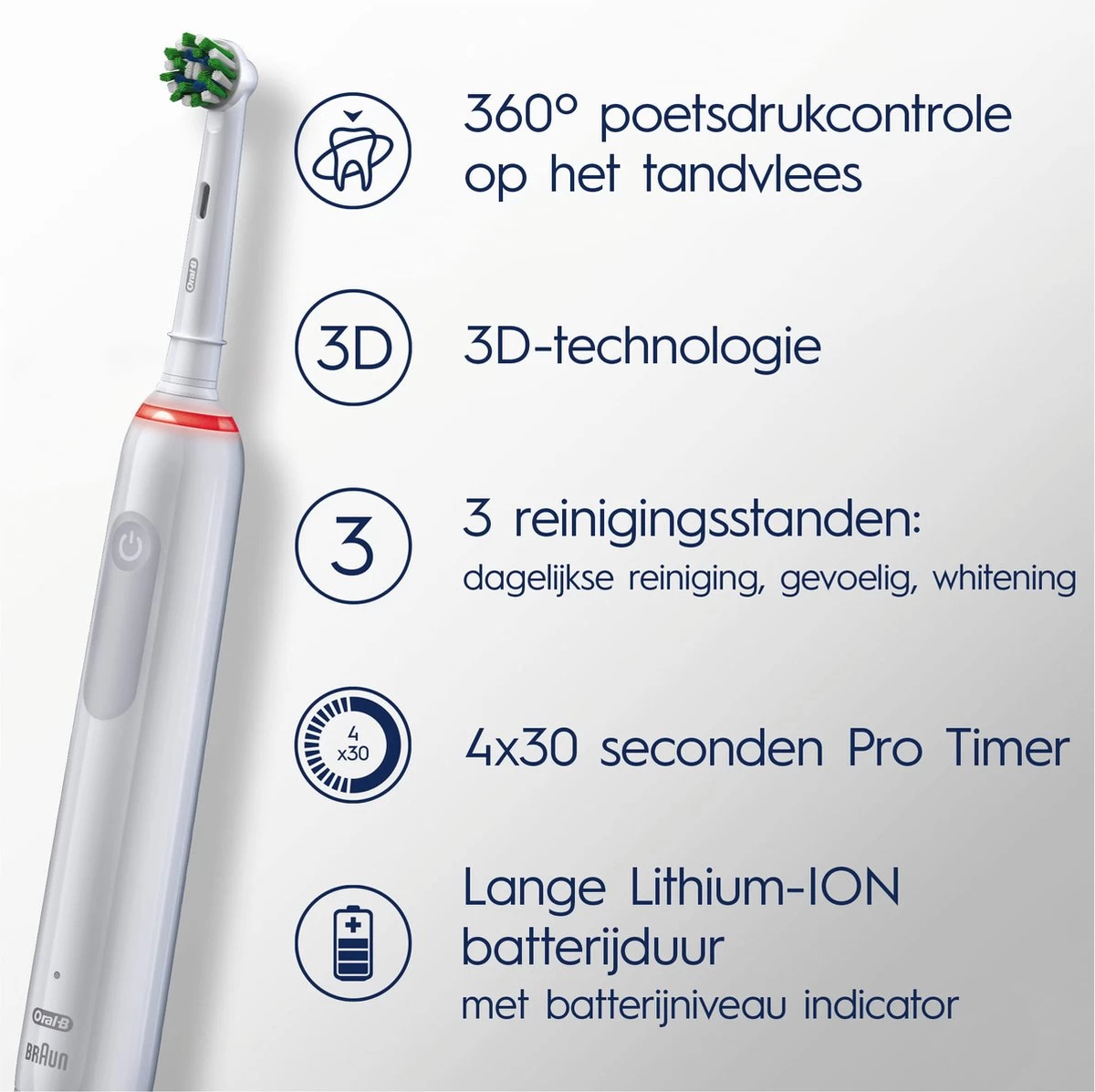 Oral B Oral-B Pro 3 3500 - Elektrische Tandenborstel - Wit 8 Oral B Oral-B Pro 3 3500 - Elektrische Tandenborstel - Wit - Afbeelding 6