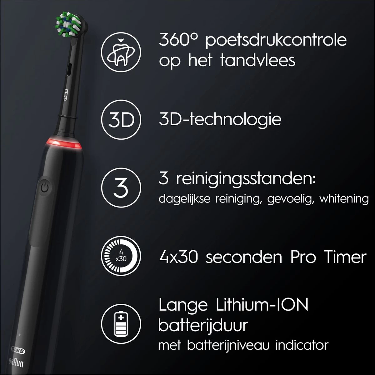 Oral B Oral-B Pro 3 3000 - Elektrische Tandenborstel - Zwart 8 Oral B Oral-B Pro 3 3000 - Elektrische Tandenborstel - Zwart - Afbeelding 6