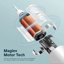 Bintoi® ISonic Pro Series D700 - Elektrische Tandenborstel - Ultra Whitening - 1 Handvat En 4 Opzetborstels - Oplaadbaar - Veilig Voor Douche - Gratis Reisetui - Wit -Mondverzorging 1200x1200 220