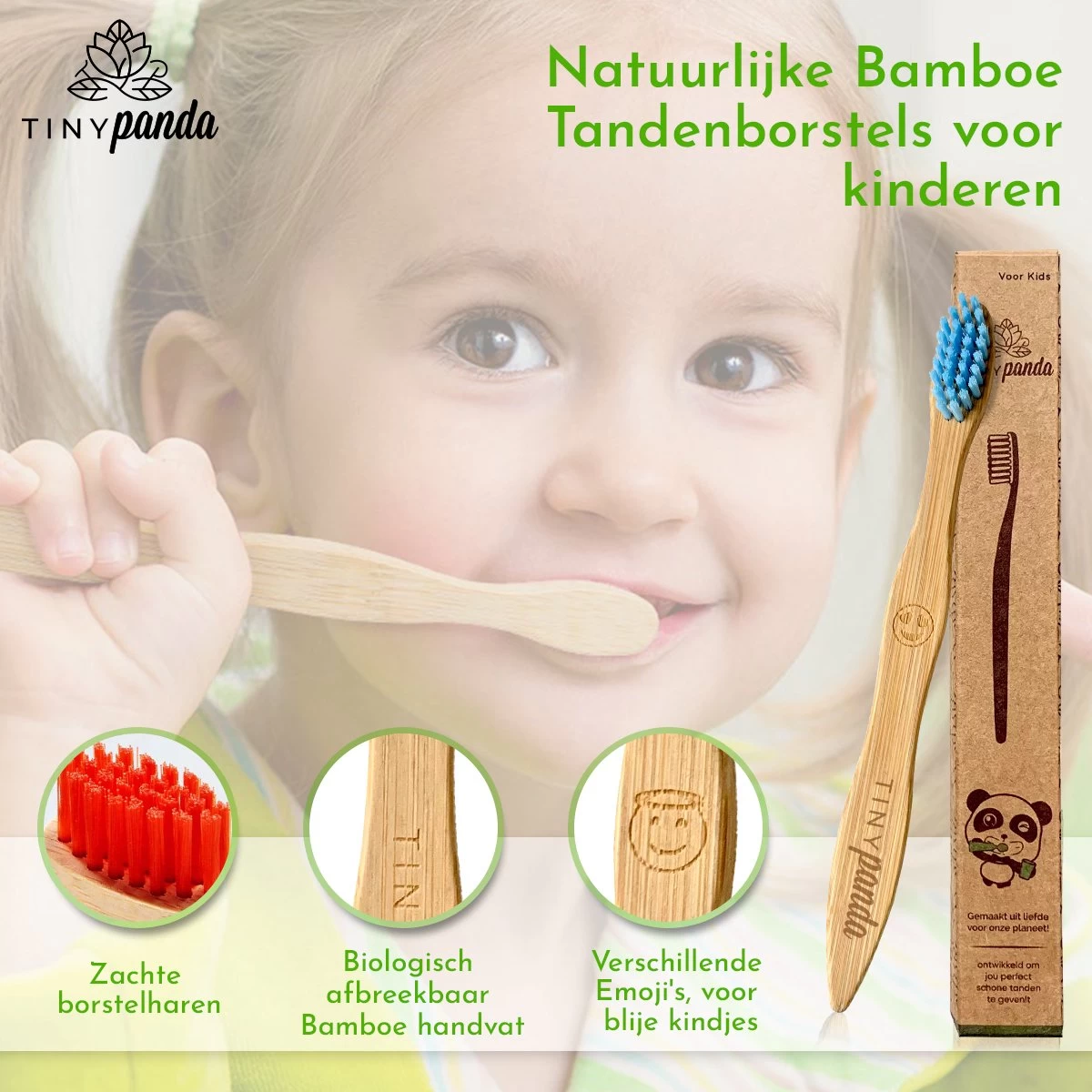4+2 Bamboe Tandenborstel Voor Kinderen - Emoji - Bamboo Kids Toothbrush - Zero Waste - Vegan 5 4+2 Bamboe Tandenborstel Voor Kinderen - Emoji - Bamboo Kids Toothbrush - Zero Waste - Vegan - Afbeelding 3