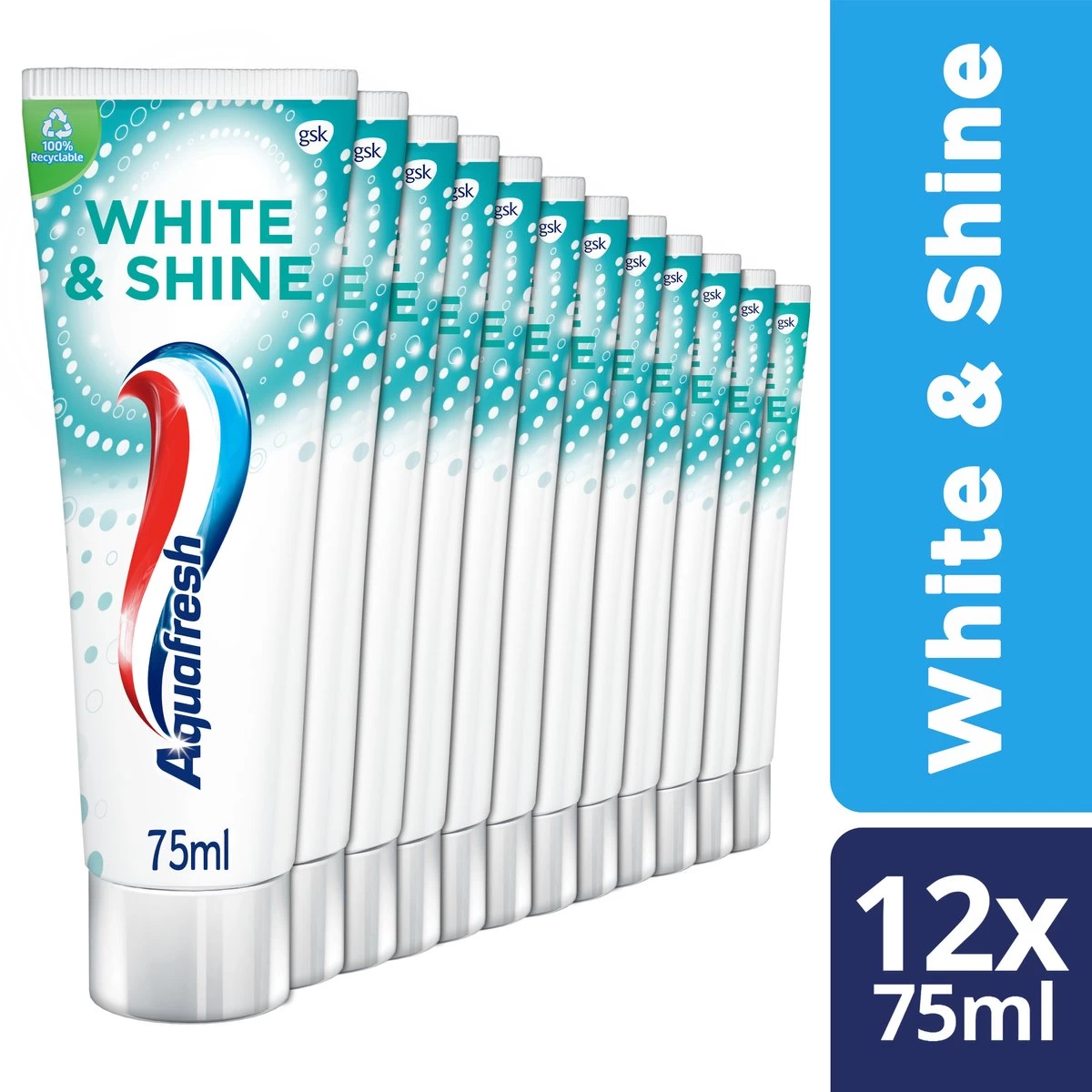 Aquafresh White & Shine - Tandpasta - Voordeelverpakking - 12x75 Ml 2 Aquafresh White & Shine - Tandpasta - Voordeelverpakking - 12x75 Ml