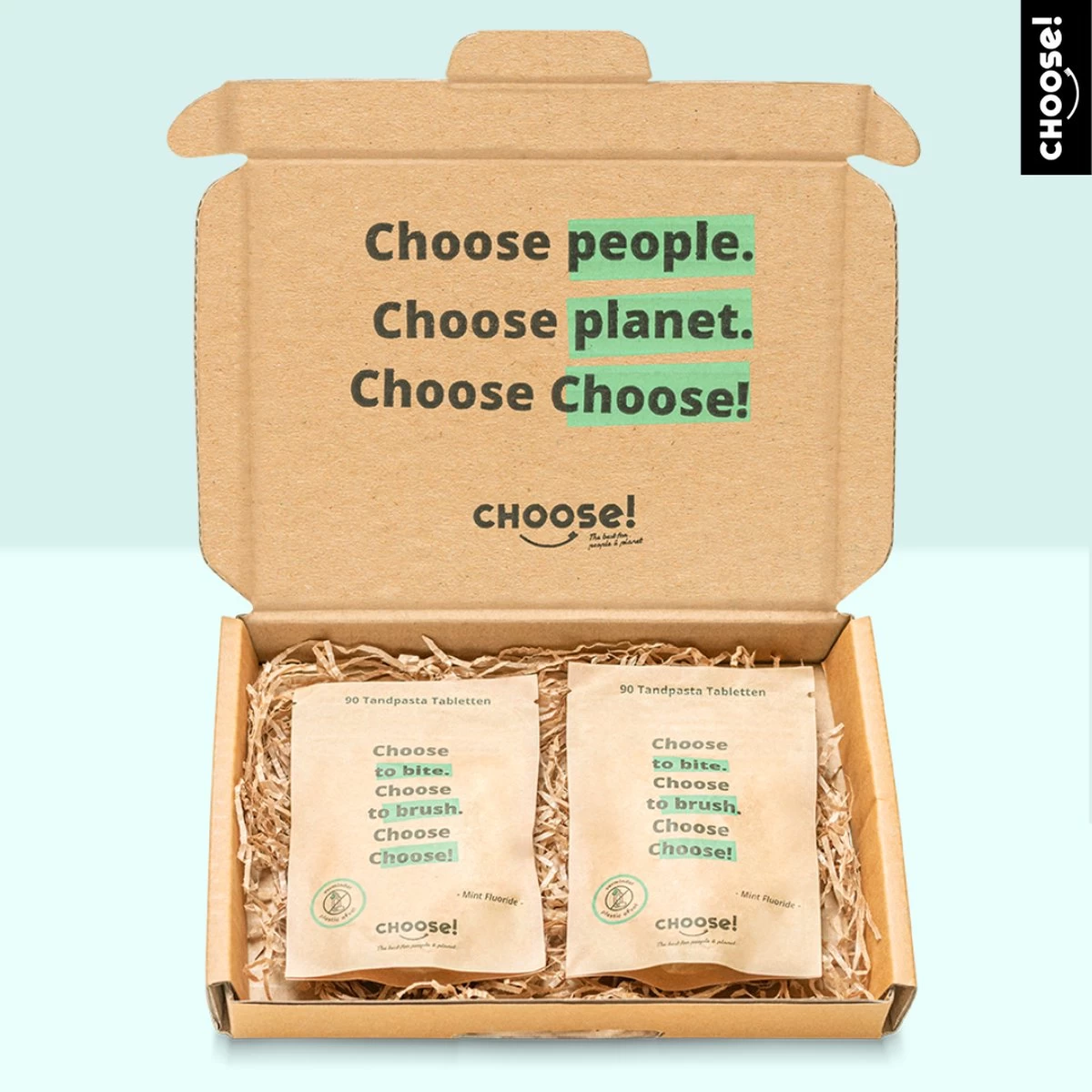 CHOOSE Tandpasta Tabletten - 12 Weken Voorraad - Duurzaam - Aanbevolen Door Tandartsen - Zero Waste - Vegan - Fluoride - Ecologisch Verantwoord 4 CHOOSE Tandpasta Tabletten - 12 Weken Voorraad - Duurzaam - Aanbevolen Door Tandartsen - Zero Waste - Vegan - Fluoride - Ecologisch Verantwoord - Afbeelding 2