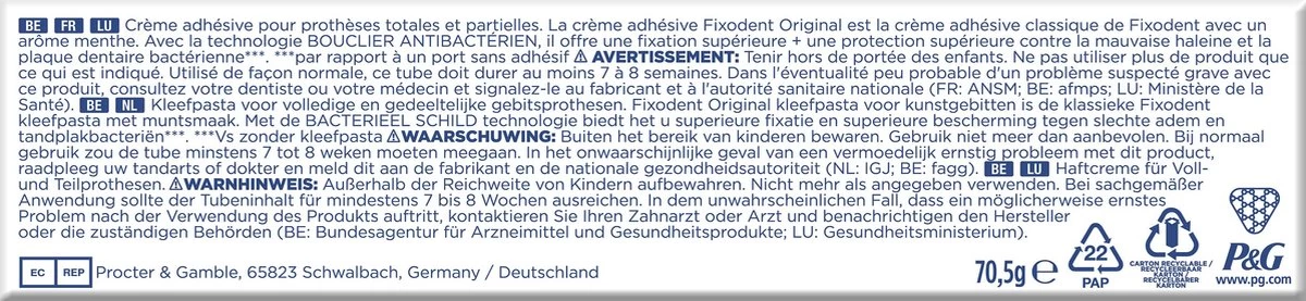 Fixodent Original - Kleefpasta - 70.5 G 14 Fixodent Original - Kleefpasta - 70.5 G - Afbeelding 12