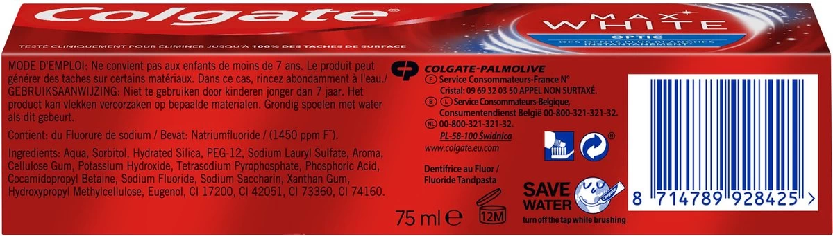 Colgate® Colgate Max White One Optic Whitening Tandpasta - 4 X 75ml - Voordeelverpakking 4 Colgate® Colgate Max White One Optic Whitening Tandpasta - 4 X 75ml - Voordeelverpakking - Afbeelding 2