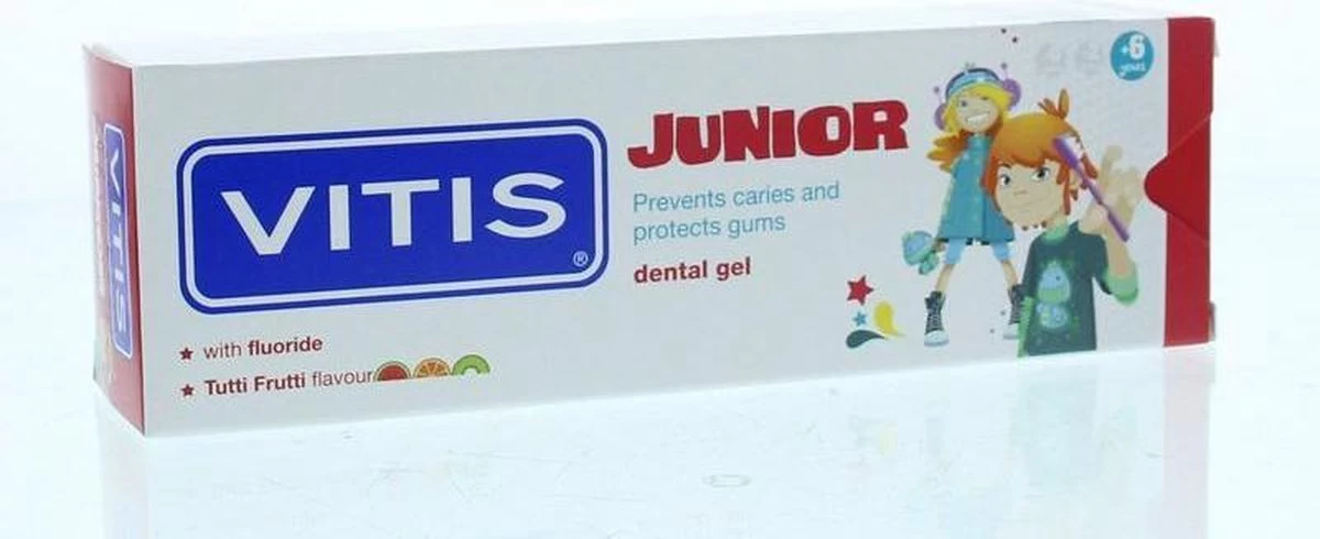 Vitis Junior - 6+ Jaar Tandpasta/gel - Tutti Frutti 8 Vitis Junior - 6+ Jaar Tandpasta/gel - Tutti Frutti - Afbeelding 6