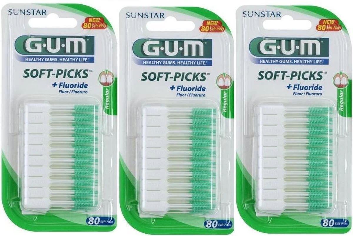 GUM® GUM Soft Picks Regular Ragers - 3 X 80 Stuks 3 GUM® GUM Soft Picks Regular Ragers - 3 X 80 Stuks