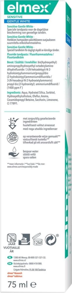 Elmex Sensitive Whitening Tandpasta 4 X 75ml - Voor Gevoelige Tanden - Voordeelverpakking 17 Elmex Sensitive Whitening Tandpasta 4 X 75ml - Voor Gevoelige Tanden - Voordeelverpakking -Mondverzorging 295x1200 7