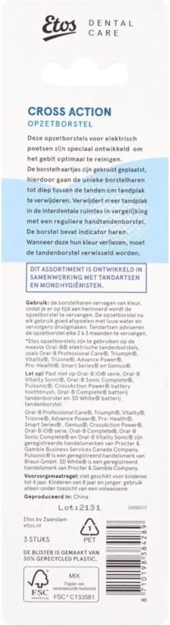 Etos Opzetborstel Cross Action - 3 Stuks - Met Wisselindicator - Geschikt Voor De Meeste Oral-B® Systemen* -Mondverzorging 327x1200 3