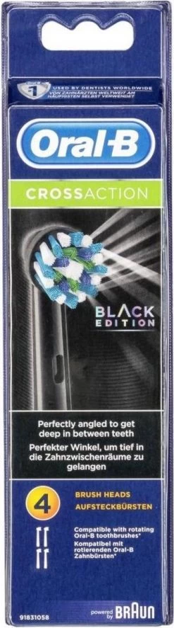 Oral B Oral-B CrossAction Zwart Opzetborstels - 4 Stuks -Mondverzorging 334x1200