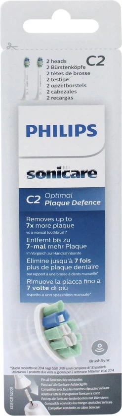 Philips Sonicare C2 Optimal Plaque Defence HX9022/10 - Opzetborstels - 2 Stuks -Mondverzorging 353x1200