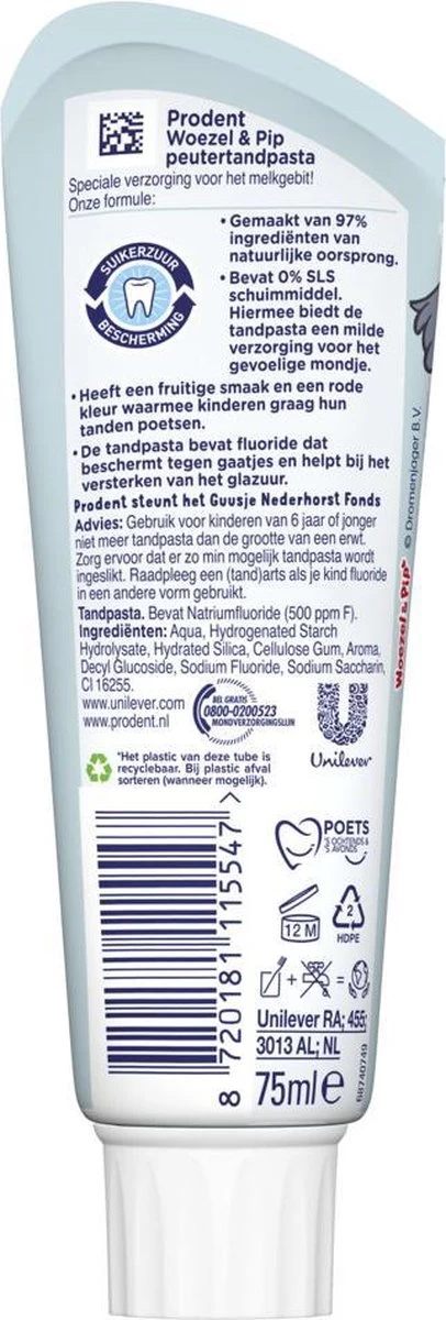 Prodent Kids 0-6 Jaar Woezel & Pip Tandpasta - 12 X 75 Ml - Voordeelverpakking 5 Prodent Kids 0-6 Jaar Woezel & Pip Tandpasta - 12 X 75 Ml - Voordeelverpakking - Afbeelding 3