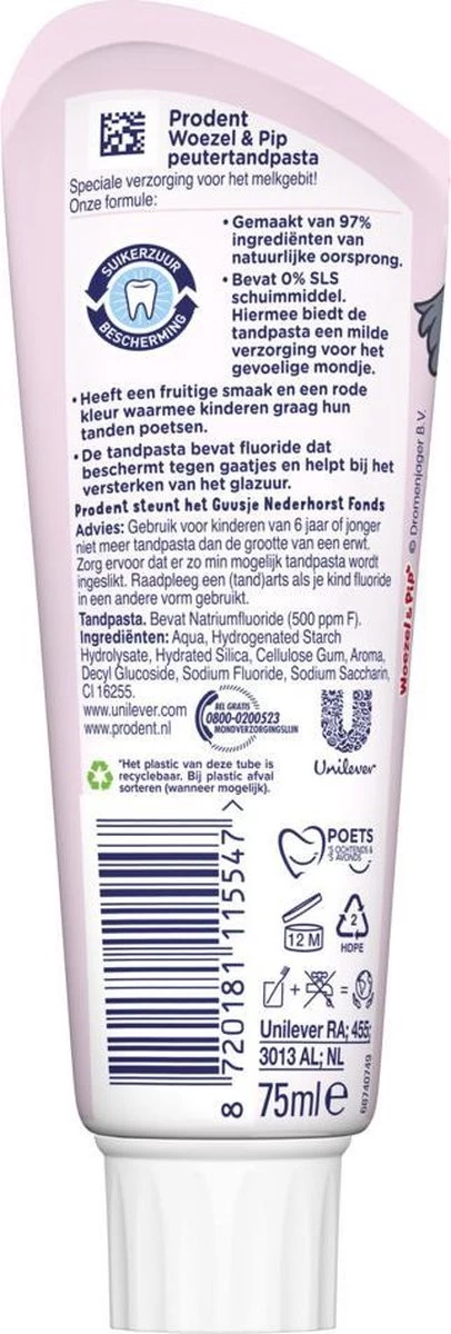 Prodent Kids 0-6 Jaar Woezel & Pip Tandpasta - 12 X 75 Ml - Voordeelverpakking 6 Prodent Kids 0-6 Jaar Woezel & Pip Tandpasta - 12 X 75 Ml - Voordeelverpakking - Afbeelding 4