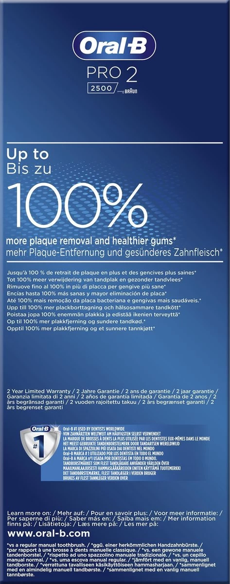 Oral B Oral-B PRO 2 2500 - Zwart - Elektrische Tandenborstel - Met Reisetui 9 Oral B Oral-B PRO 2 2500 - Zwart - Elektrische Tandenborstel - Met Reisetui - Afbeelding 7