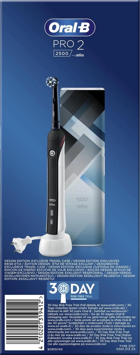 Oral B Oral-B PRO 2 2500 - Zwart - Elektrische Tandenborstel - Met Reisetui 11 Oral B Oral-B PRO 2 2500 - Zwart - Elektrische Tandenborstel - Met Reisetui - Afbeelding 9