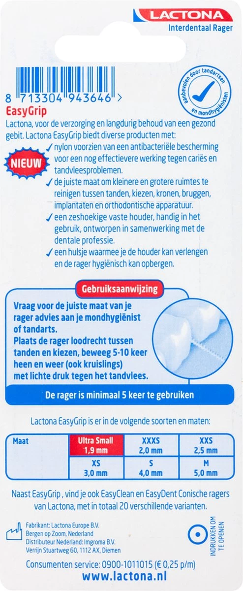 Lactona Ragers Easygrip 1,9 Mm Ultra Small - Tandenrager - 6 Stuks 4 Lactona Ragers Easygrip 1,9 Mm Ultra Small - Tandenrager - 6 Stuks - Afbeelding 2