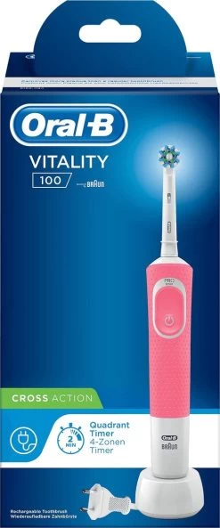 Oral B Oral-B Vitality 100 Roze CrossAction - Elektrische Tandenborstel - Powered By Braun -Mondverzorging 500x1200 2