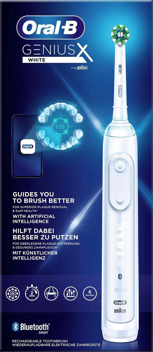 Oral B Oral-B Genius X - Wit - Elektrische Tandenborstel - Ontworpen Door Braun - 1 Handvat En 1 Opzetborstel 5 Oral B Oral-B Genius X - Wit - Elektrische Tandenborstel - Ontworpen Door Braun - 1 Handvat En 1 Opzetborstel - Afbeelding 4