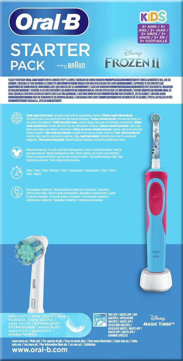 Oral B Oral-B Vitality Frozen - Elektrische Tandenborstel Voor Kinderen - 1 Handvat En 2 Opzetborstels 5 Oral B Oral-B Vitality Frozen - Elektrische Tandenborstel Voor Kinderen - 1 Handvat En 2 Opzetborstels - Afbeelding 3