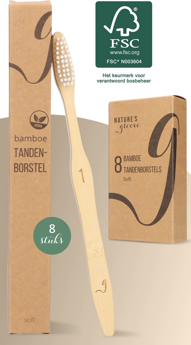 NATURE’S Groove® Bamboe Tandenborstel - Houten Tandenborstel Soft - 8 Stuks - Handmatig 3 NATURE’S Groove® Bamboe Tandenborstel - Houten Tandenborstel Soft - 8 Stuks - Handmatig