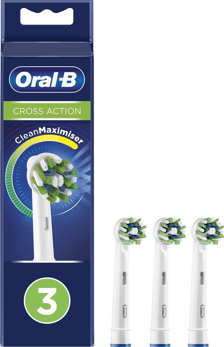 Oral B Oral-B CrossAction - Met CleanMaximiser-technologie - Opzetborstels - 3 Stuks 3 Oral B Oral-B CrossAction - Met CleanMaximiser-technologie - Opzetborstels - 3 Stuks