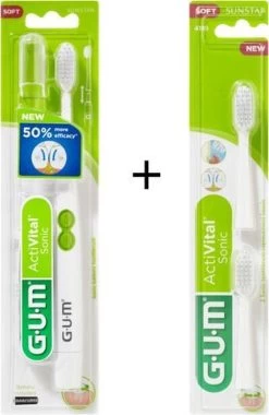 GUM® 1x GUM Activital Sonic Elektrische Tandenborstel - Wit + 1x GUM Opzetborstels Wit