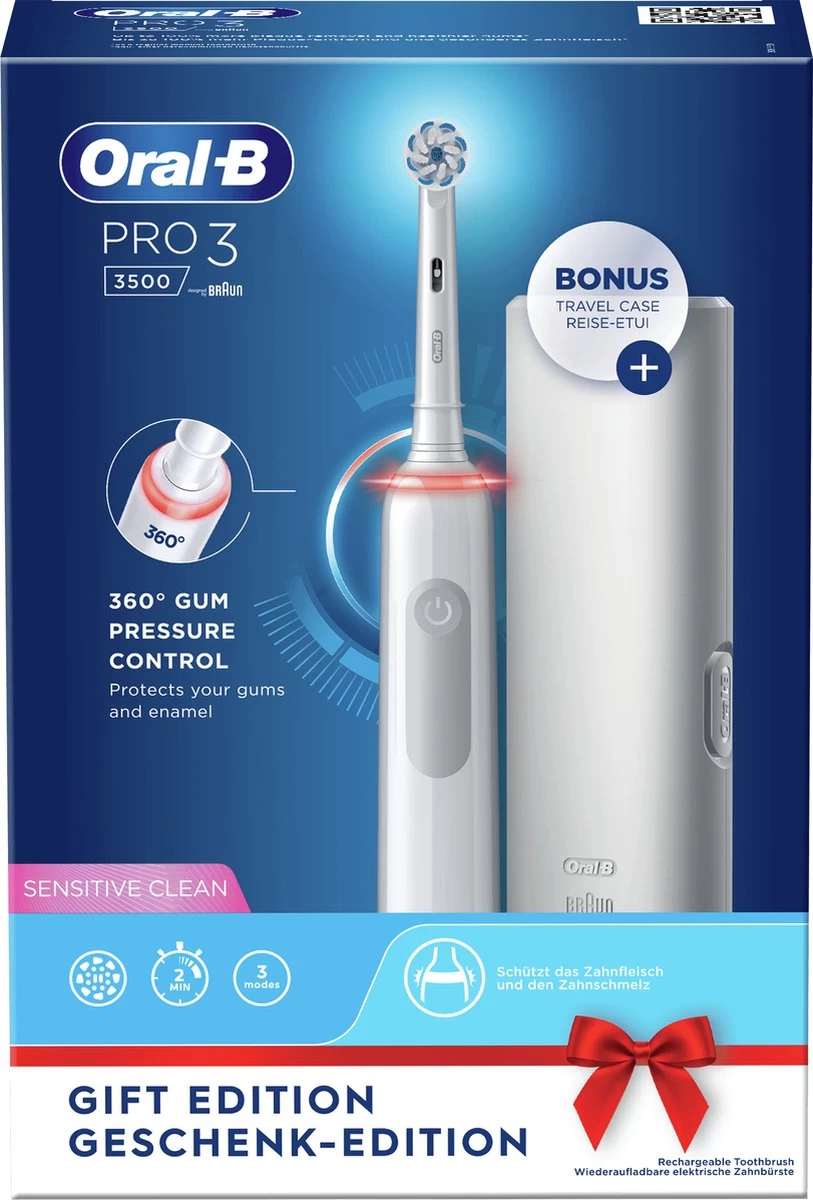Oral B Oral-B Pro 3 - 3500 - Witte Elektrische Tandenborstel + Reisetui 5 Oral B Oral-B Pro 3 - 3500 - Witte Elektrische Tandenborstel + Reisetui - Afbeelding 3
