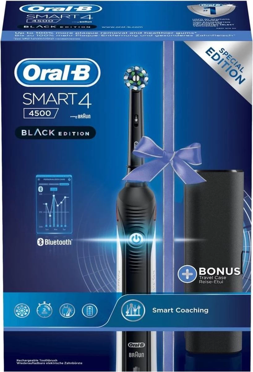 Oral B Oral-B Smart 4 4500 - Zwart - Elektrische Tandenborstel - Powered By Braun - 1 Handvat En 2 Opzetborstels 13 Oral B Oral-B Smart 4 4500 - Zwart - Elektrische Tandenborstel - Powered By Braun - 1 Handvat En 2 Opzetborstels - Afbeelding 11