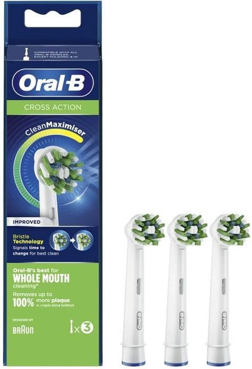 Oral B Oral-B CrossAction - Met CleanMaximiser-technologie - Opzetborstels - 3 Stuks 11 Oral B Oral-B CrossAction - Met CleanMaximiser-technologie - Opzetborstels - 3 Stuks - Afbeelding 9