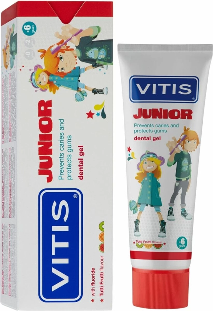 Vitis Junior - 6+ Jaar Tandpasta/gel - Tutti Frutti 7 Vitis Junior - 6+ Jaar Tandpasta/gel - Tutti Frutti - Afbeelding 5